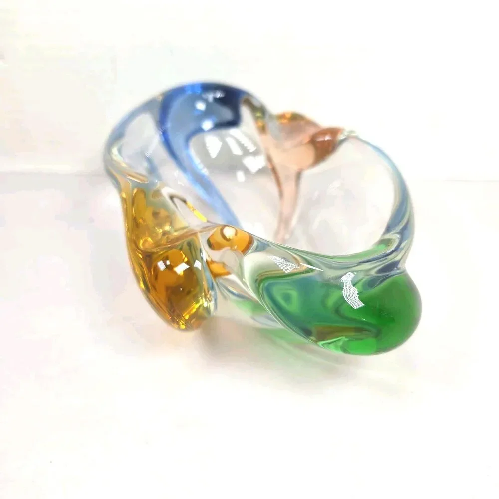 Vintage Czech Art Glass Vase by Frantisek Zemek Mid-century glass trinket bowl